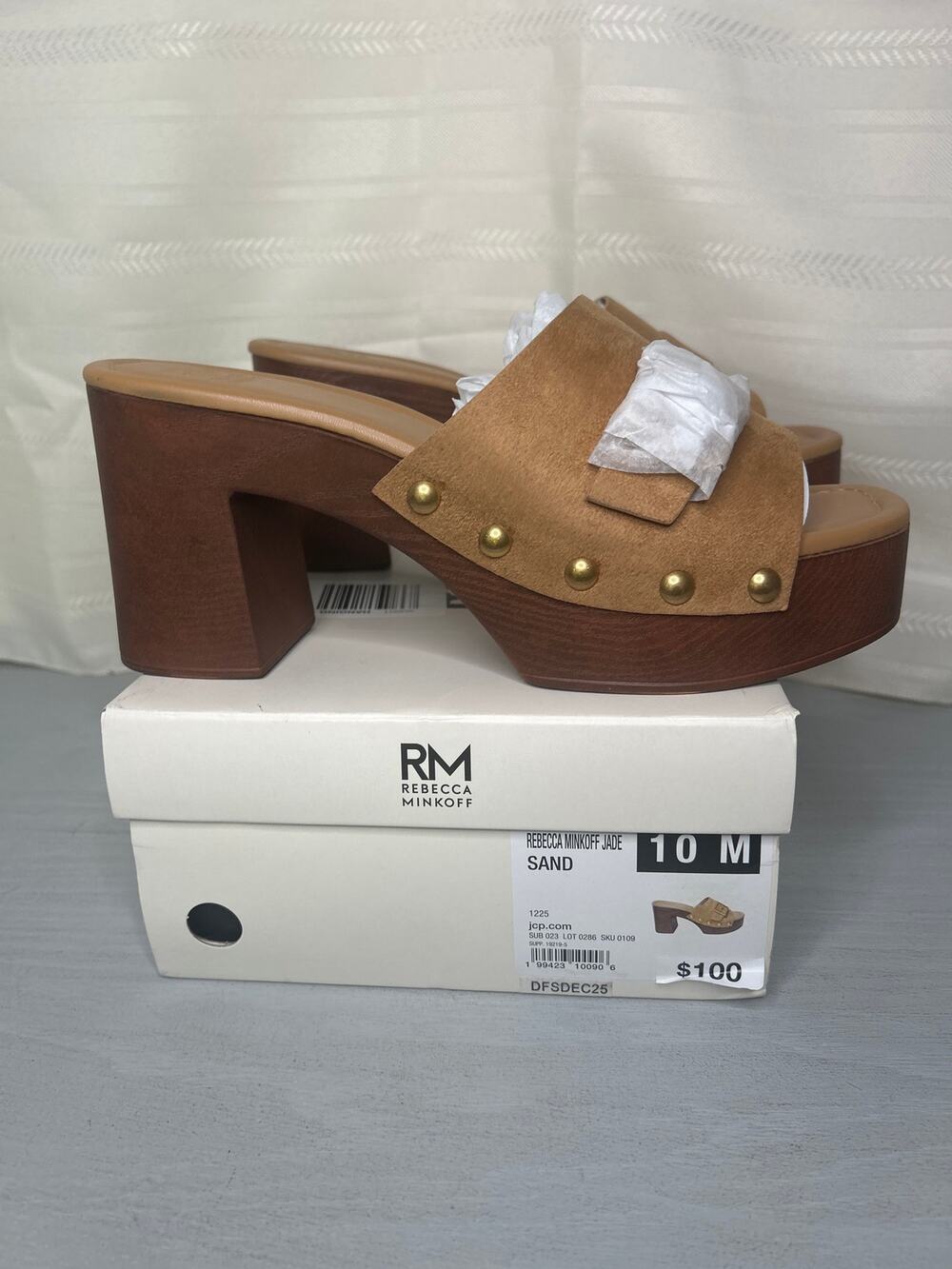RM Rebecca Minkoff Jade Platform Slide Sandals Sand Size 10M